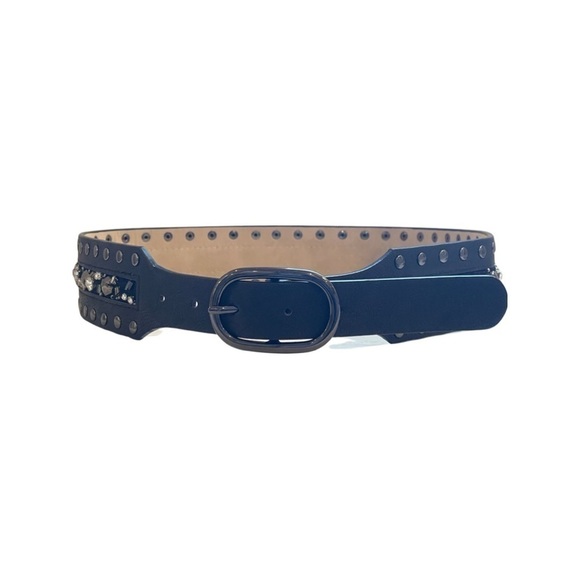 BLACK Silver Belt High Waist Rhinestone Beaded Studded Women’s Medium 28-31”. - Picture 16 of 16